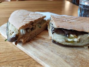 Hummus Eggplant Panini (11 CHF) at Farel Bistro in Biel