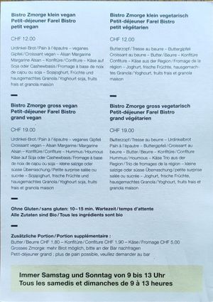Bistro breakfast vegan small oder big at Farel Bistro in Biel