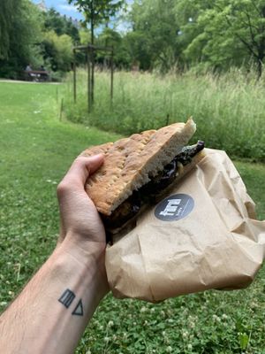 Hummus Eggplant Focaccia at Farel Bistro in Biel