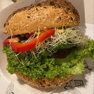 Tempeh burger  at Krowarzywa in Poznan