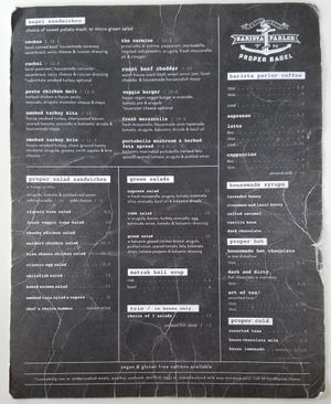 Menu backside 6/11/19 at Proper Bagel in Nashville