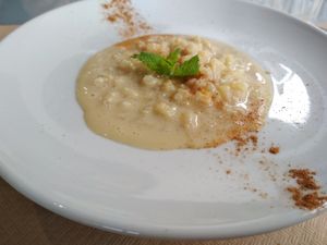 Arroz con leche vegetal at Mandrágora  in Getxo