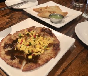 Scallion pancake with plum chutney- amazing  at LuAnne's Wild Ginger - Carroll Garden in Brooklyn