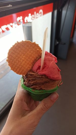 Cremino veg e lampone at Gelato Pazzo in Aosta