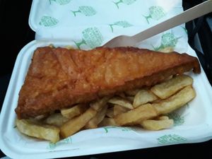 Tofish and chips at JJ's Vish & Chips in Leeds