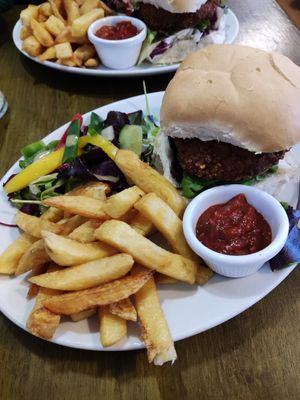 Vegan burger at The Cod and Lobster in Staithes