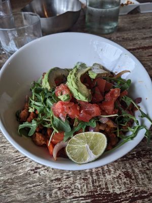 Rice bowl with vegan chorizo and no dairy. at Antojitos Mexicanos in Appleton