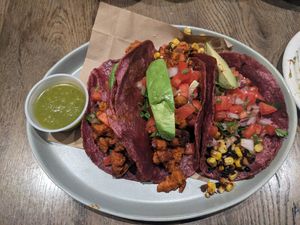 Soy chorizo tacos (left) and corn taco (right) at Antojitos Mexicanos in Appleton
