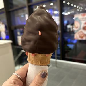 Raspberry Sorbet Dark Chocolate Dipped Cone (small)  at Chocolats Favoris in Montreal