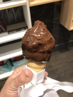 Vegan vanilla dipped in crunchy hazelnut chocolate  at Chocolats Favoris in Montreal