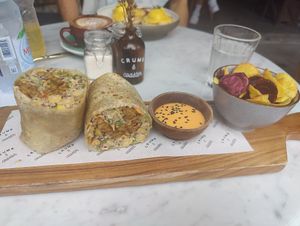 Vegan wrap at Crumb & Coaster in Kuta