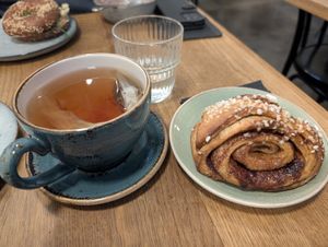 Cinnamon roll at Roots Helsinki in Helsinki