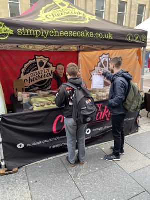 Stall at Newcastle vegan market  at Simply Cheesecake in Gateshead