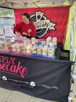 Stall at market by the River Tyne (Newcastle)  at Simply Cheesecake in Gateshead