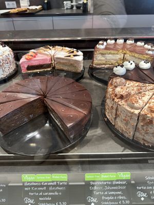Choice of two vegan cakes; hazelnut or strawberry 🍓   at Cafè Konditorei Confiserie Pöhl in Merano