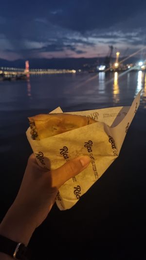 Spinach and tofu pastry. at Rica in Rijeka