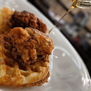 Tofu Nugget & hot fresh waffles. at Mud Bistro in Da Nang