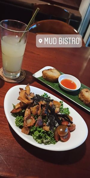 Kale cesar salad and banh Tet at Mud Bistro in Da Nang