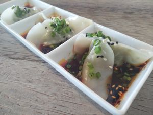 Edamame dumplings at Vistro in Bangkok