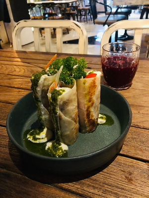 Habibi "chicken" wraps - so tasty! at Vistro in Bangkok