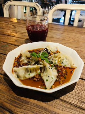 Vistro dumplings - best ones I've had so far. Unbeetable juice (very good). at Vistro in Bangkok