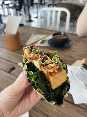 Close-up Tokyo taco - it’s good, but not very flavourful  #Veganuary at Vistro in Bangkok