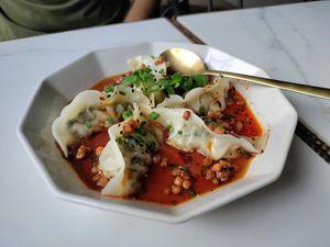 Spicy wontons at Vistro in Bangkok