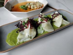 Green curry wontons at Vistro in Bangkok