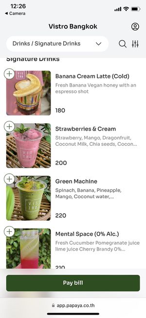 A small example of the menu (30/07/24)  at Vistro in Bangkok