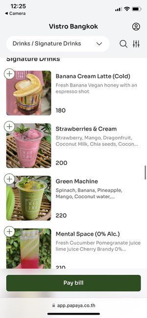 A small example of the menu (30/07/24)  at Vistro in Bangkok