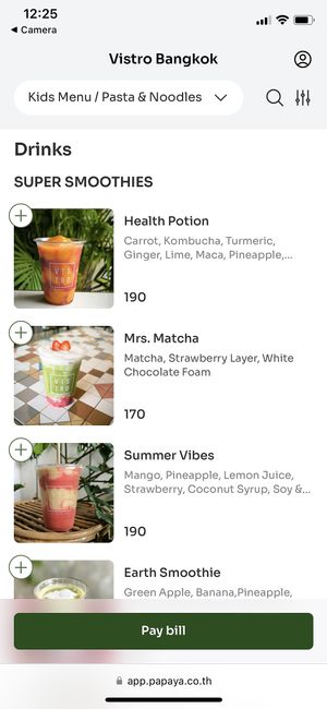 A small example of the menu (30/07/24)  at Vistro in Bangkok