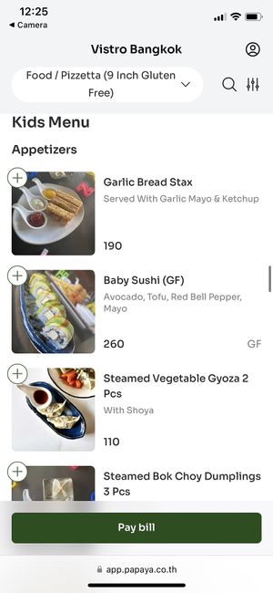 A small example of the menu (30/07/24)  at Vistro in Bangkok