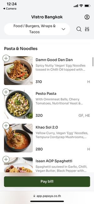 A small example of the menu (30/07/24)  at Vistro in Bangkok