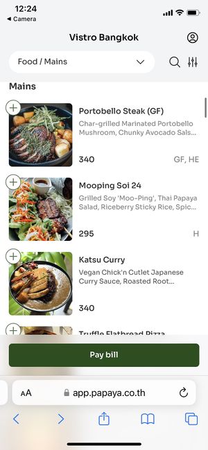 A small example of the menu (30/07/24)  at Vistro in Bangkok