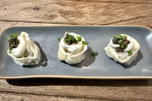 Pesto dumplings  at Vistro in Bangkok