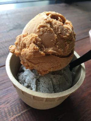 Thai tea and black sesame ice cream - definitely recommend  at Vistro in Bangkok