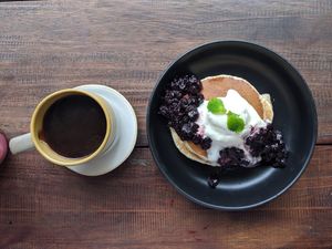 Pancakes and filter coffee at Vistro in Bangkok