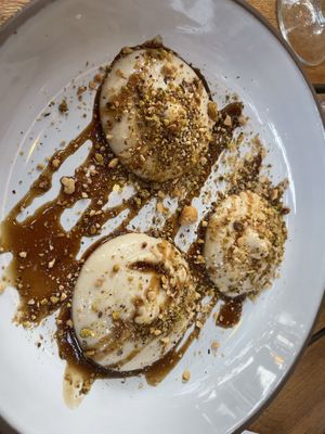 Tahini with nuts and coffee syrup  at Artesanal in Skiathos