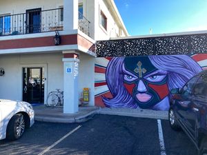 parking lot view/main entry at Dilla Libre in Scottsdale