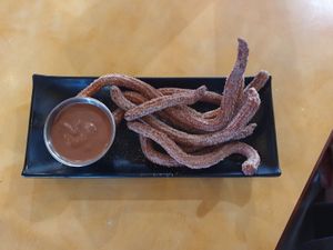 Churros w/Mexican chocolate sauce USD$6 at Dilla Libre in Scottsdale