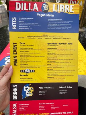 Huge vegan menu! at Dilla Libre in Scottsdale