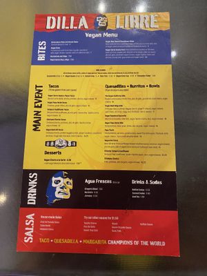 Vegan menu  #Veganuary at Dilla Libre in Scottsdale