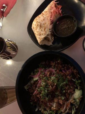Lucha Ensaladas with Impossible meat, and Impossible Dilla were super yummy!! at Dilla Libre in Scottsdale