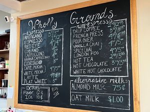 Menu. Upcharge for vegan milk.  at Wholly Grounds in Dayton