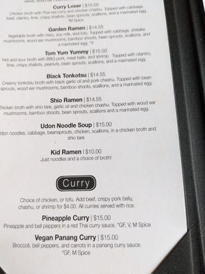 Photo of menu at Bowl 91 in Appleton