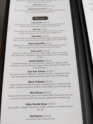 Ramen part of menu at Bowl 91 in Appleton