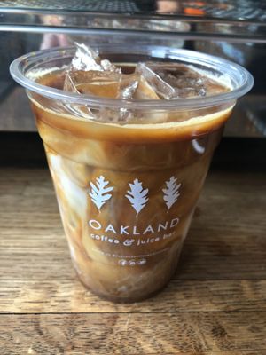 oat latte iced at Oakland Coffee & Juice Bar in Oakland Park