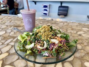 Kale Caesar salad and a smoothie   at Choice Health Bar in Kaanapali