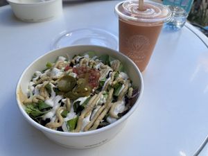 Burrito bowl (left), wow Maui smoothie (right)  at Choice Health Bar in Kaanapali