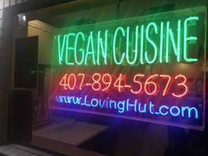 Pancart  at Loving Hut in Orlando